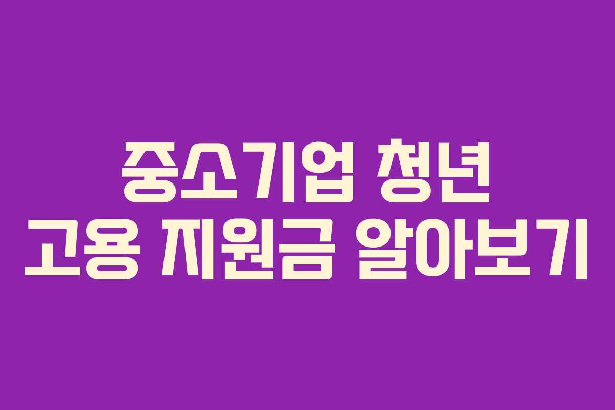 중소기업 청년 고용 지원금 알아보기