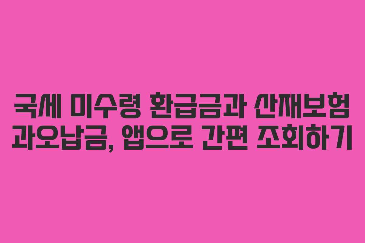 국세 미수령 환급금과 산재보험 과오납금, 앱으로 간편 조회하기