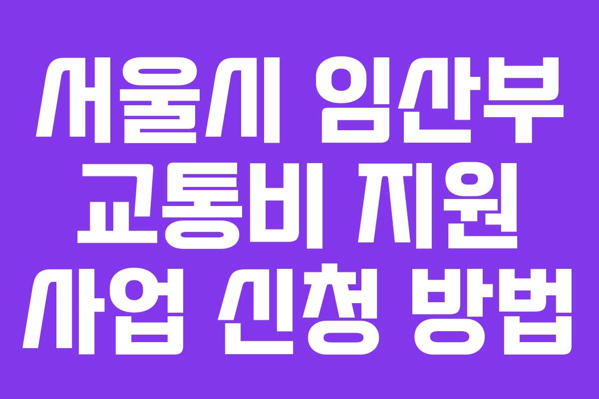 서울시 임산부 교통비 지원 사업 신청 방법