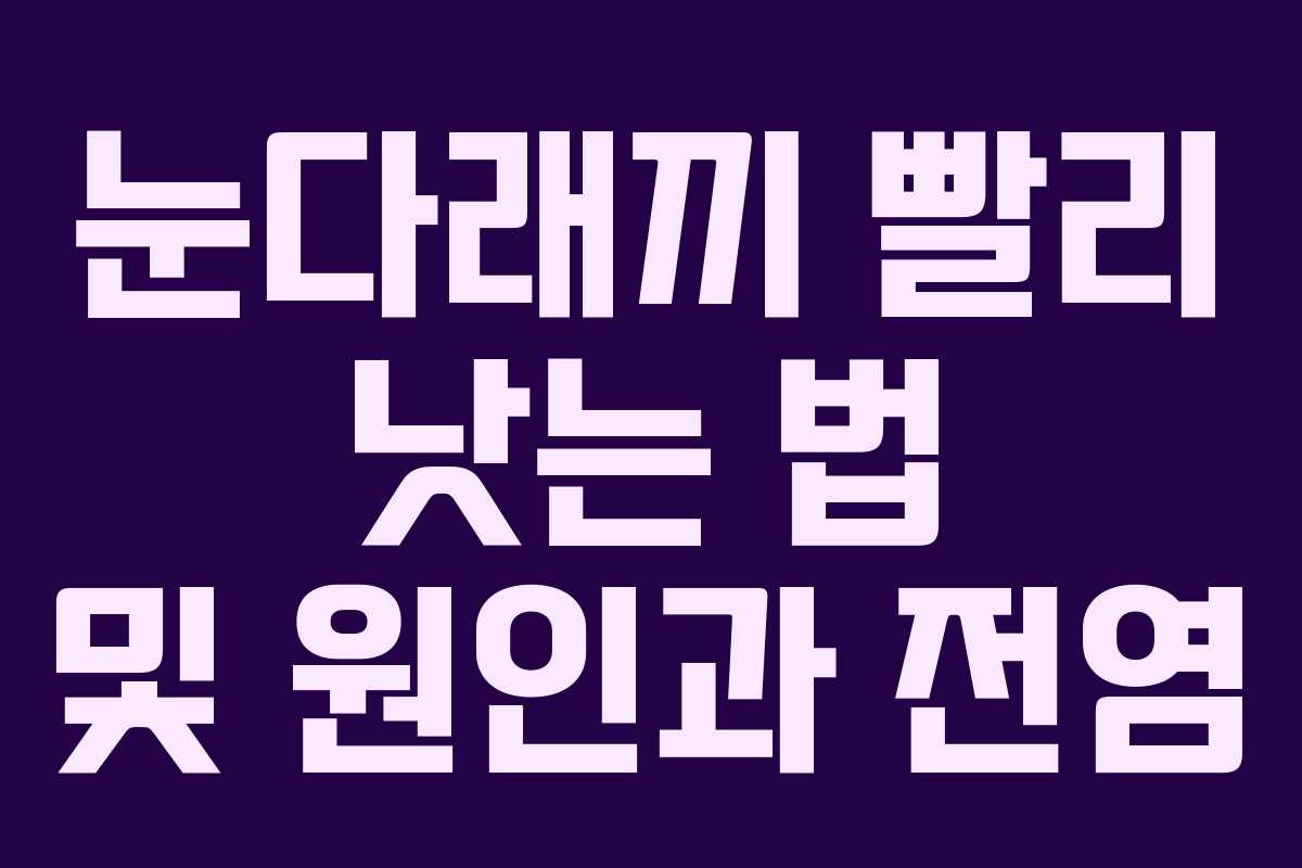 눈다래끼 빨리 낫는 법 및 원인과 전염