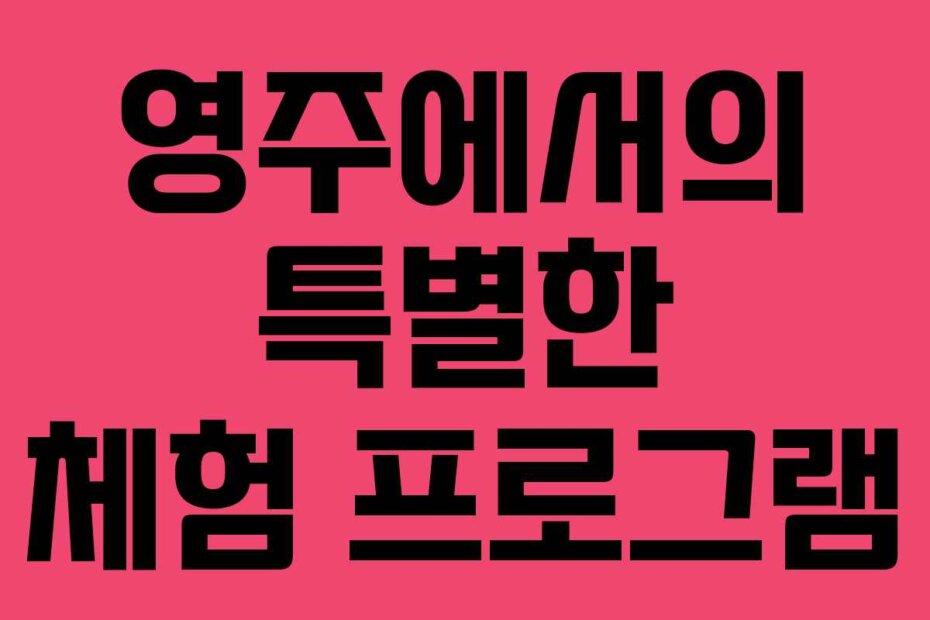 영주에서의 특별한 체험 프로그램