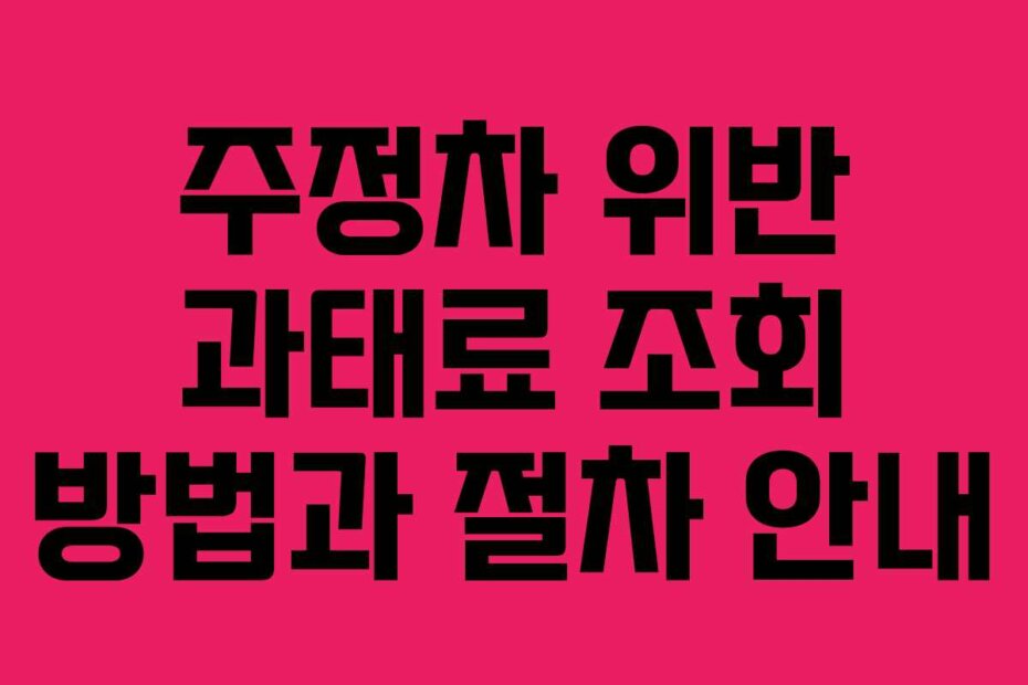 주정차 위반 과태료 조회 방법과 절차 안내