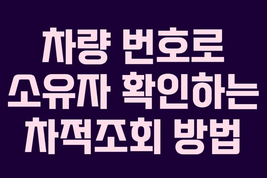 차량 번호로 소유자 확인하는 차적조회 방법