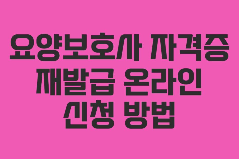 요양보호사 자격증 재발급 온라인 신청 방법