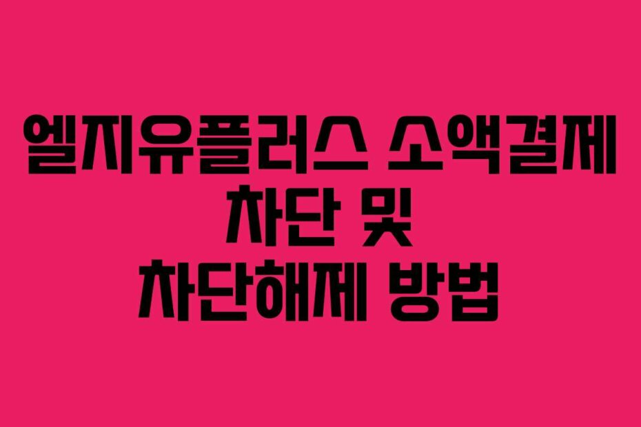 엘지유플러스 소액결제 차단 및 차단해제 방법