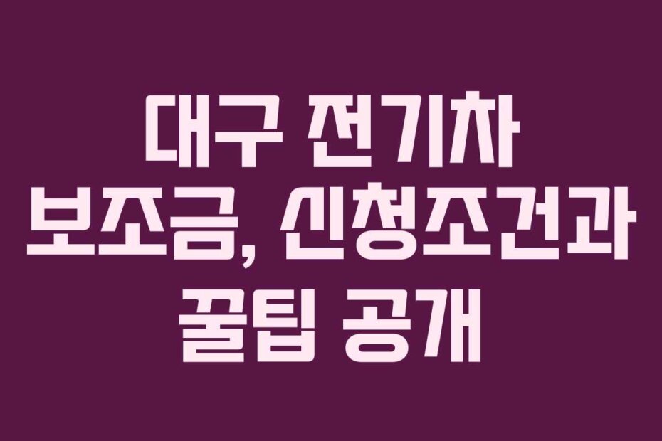 대구 전기차 보조금, 신청조건과 꿀팁 공개