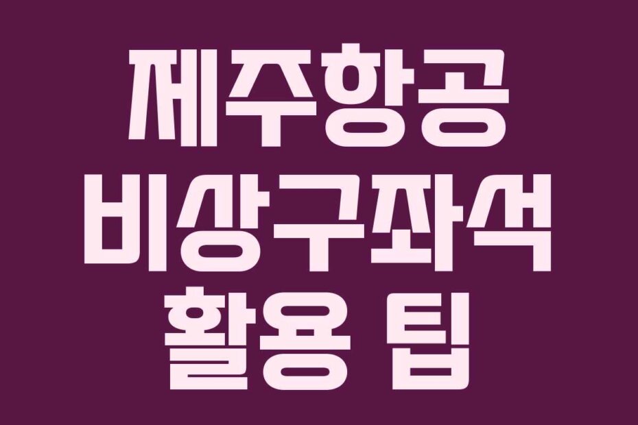제주항공 비상구좌석 활용 팁