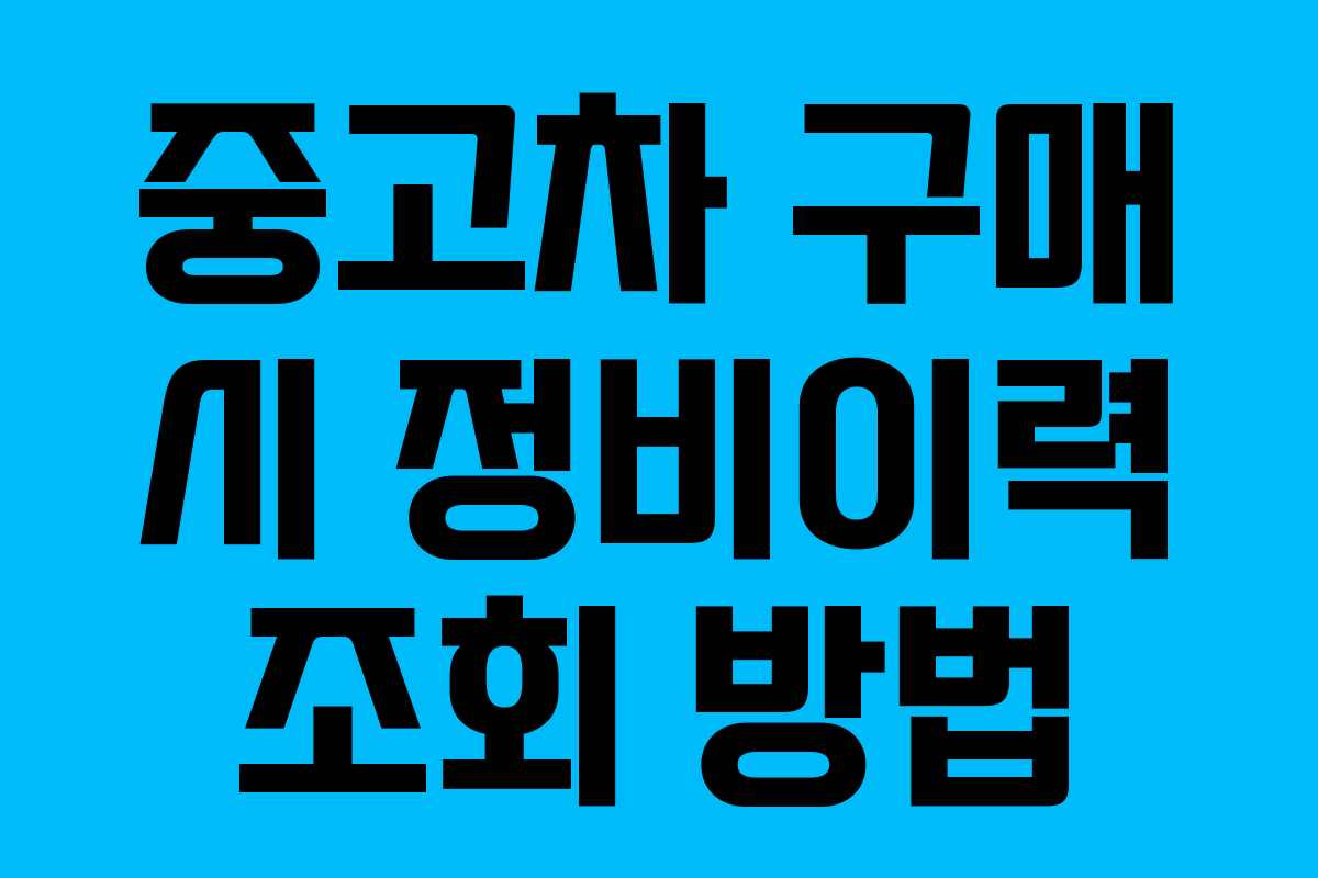 중고차 구매 시 정비이력 조회 방법