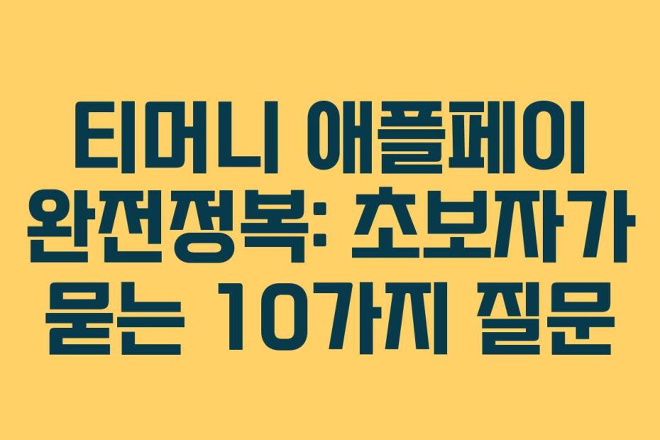 티머니 애플페이 완전정복: 초보자가 묻는 10가지 질문