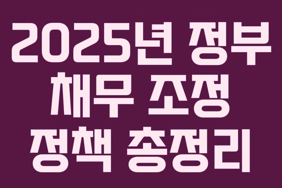 2025년 정부 채무 조정 정책 총정리