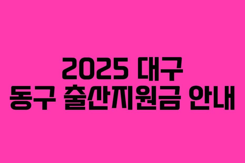 2025 대구 동구 출산지원금 안내