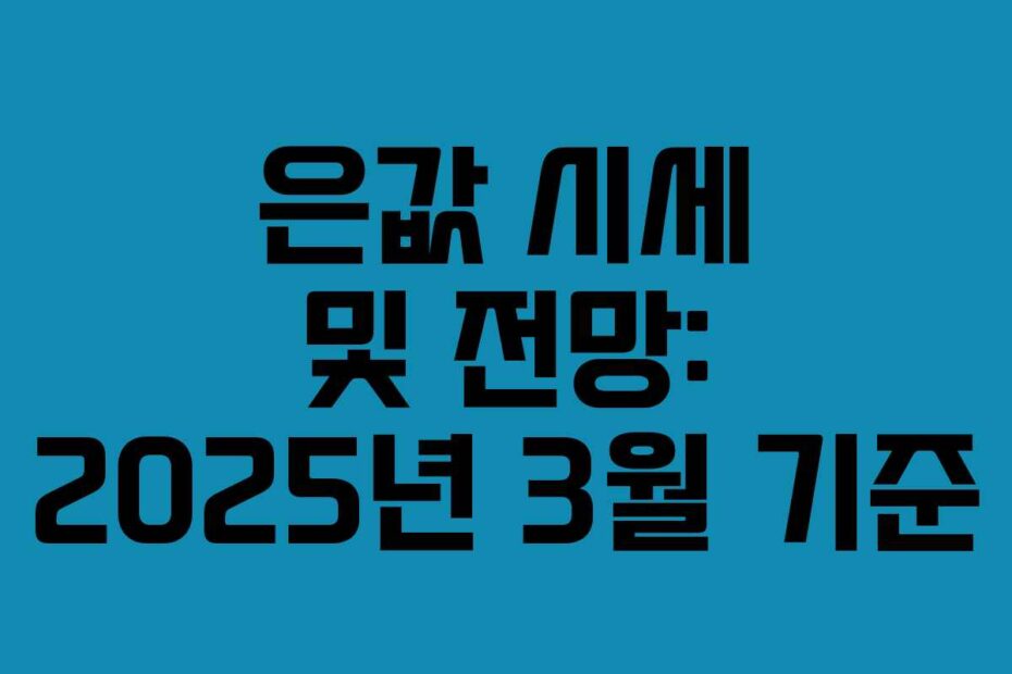 은값 시세 및 전망: 2025년 3월 기준