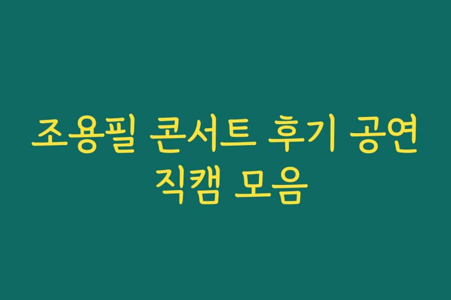 조용필 콘서트 후기 공연 직캠 모음