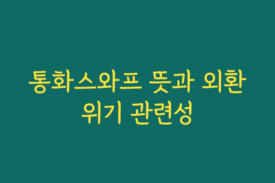통화스와프 뜻과 외환위기 관련성