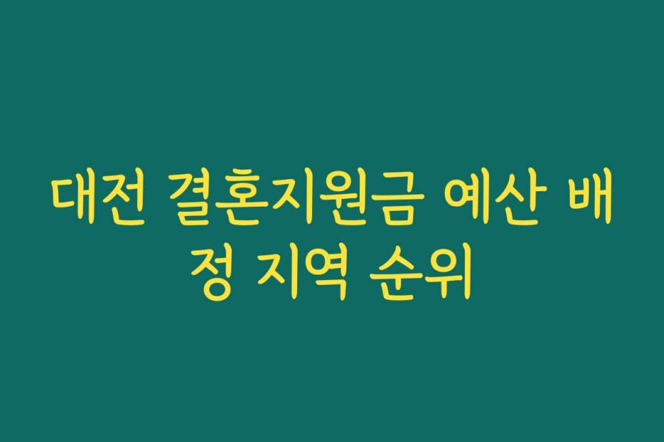 대전 결혼지원금 예산 배정 지역 순위