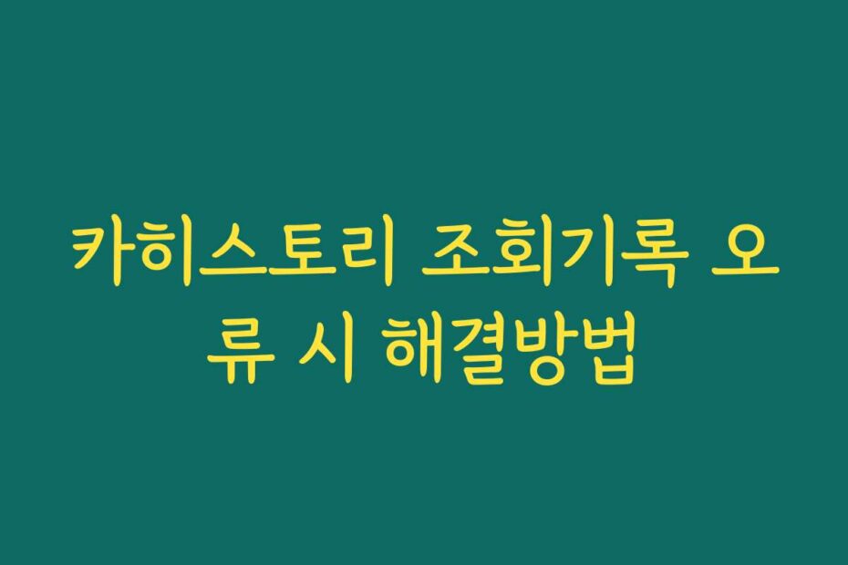 카히스토리 조회기록 오류 시 해결방법