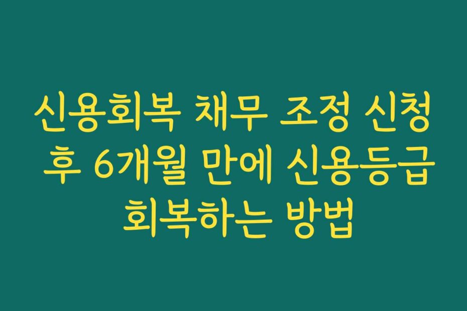 신용회복 채무 조정 신청 후 6개월 만에 신용등급 회복하는 방법