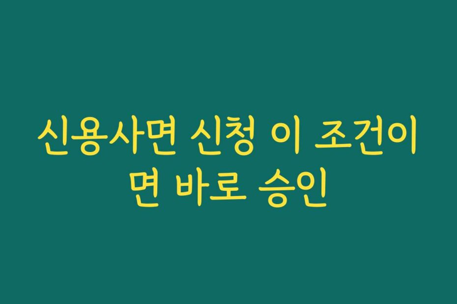 신용사면 신청 이 조건이면 바로 승인