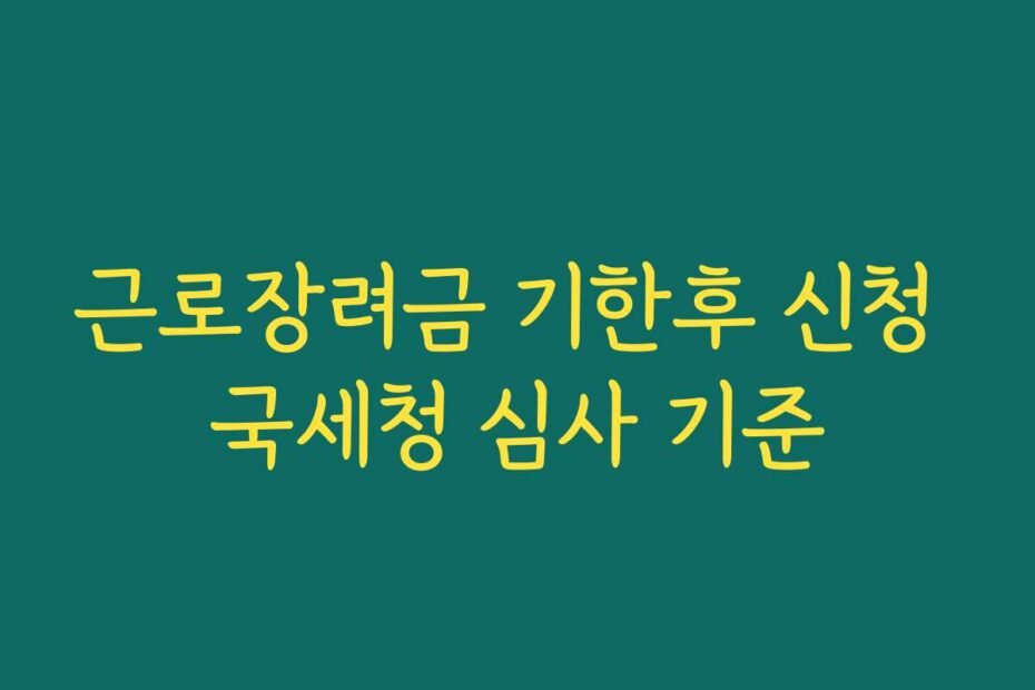 근로장려금 기한후 신청 국세청 심사 기준