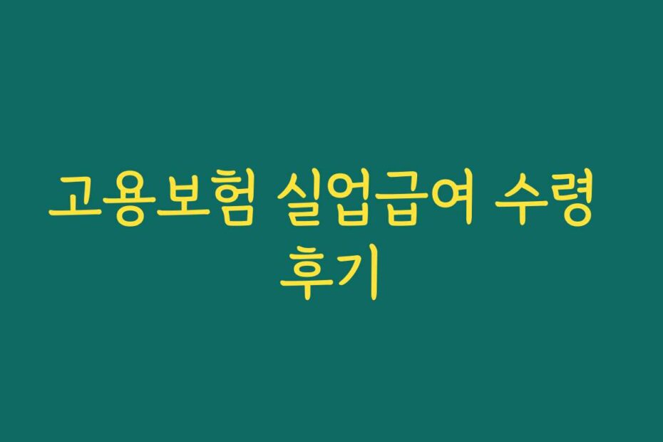 고용보험 실업급여 수령 후기