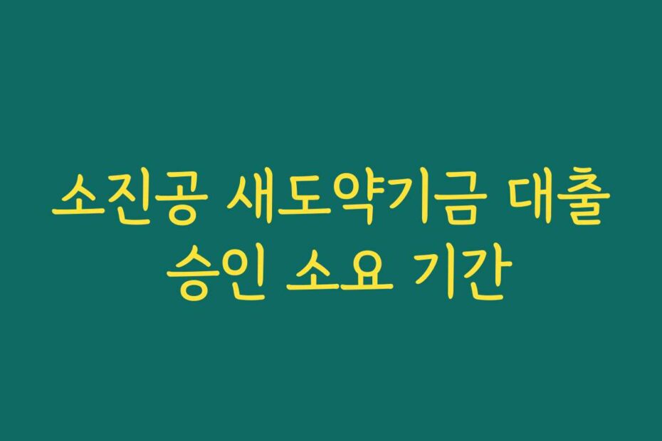 소진공 새도약기금 대출 승인 소요 기간