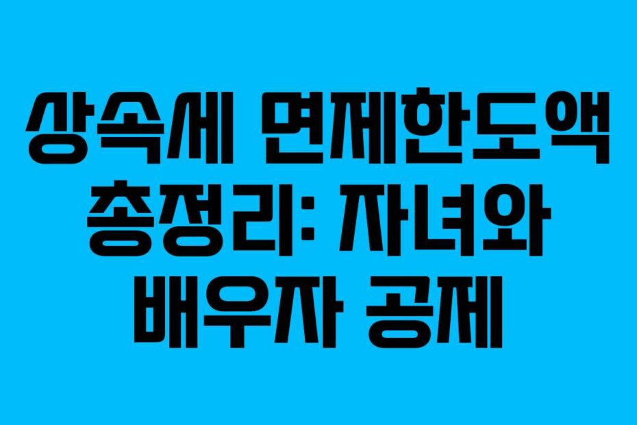 상속세 면제한도액 총정리: 자녀와 배우자 공제