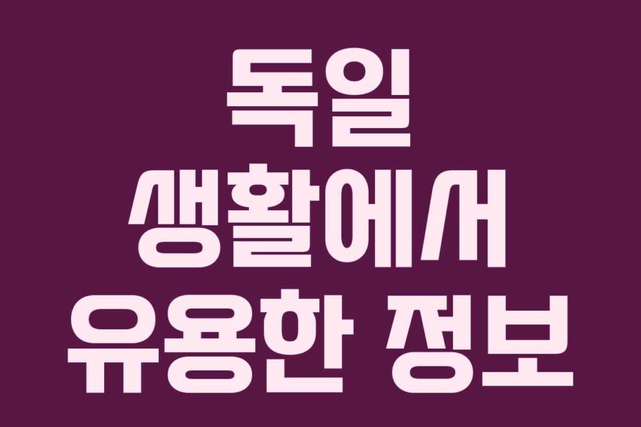 독일 생활에서 유용한 정보