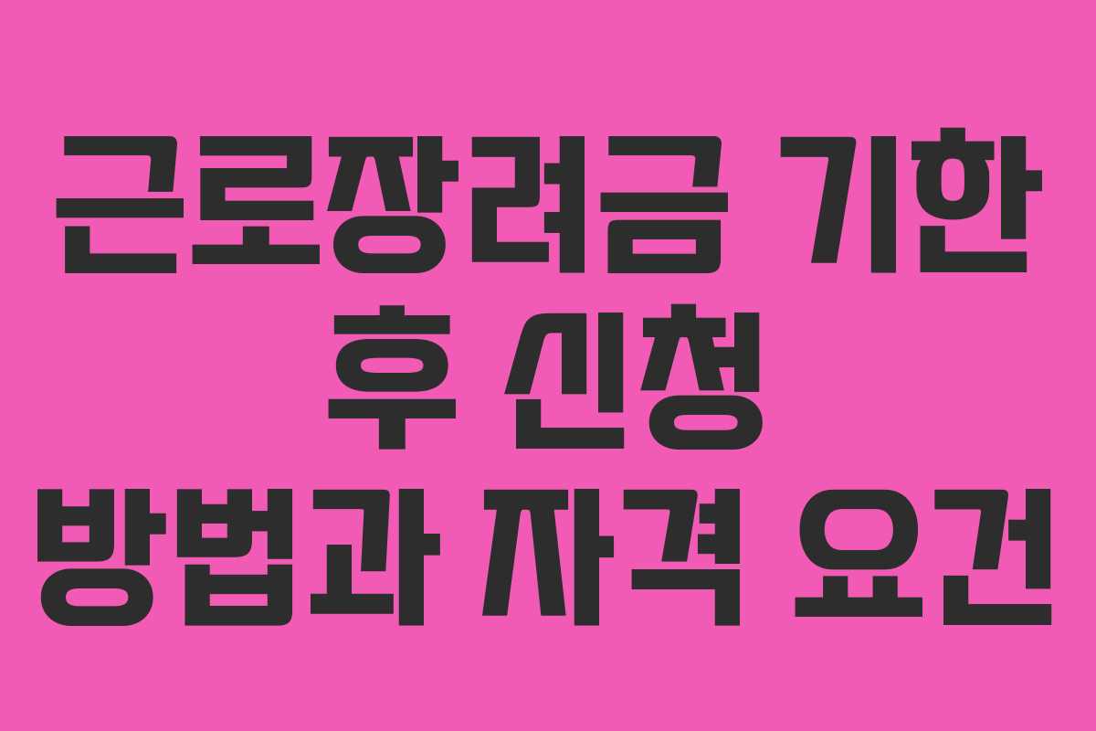 근로장려금 기한 후 신청 방법과 자격 요건