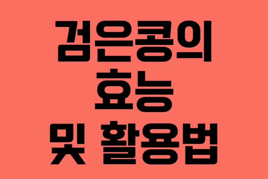 검은콩의 효능 및 활용법