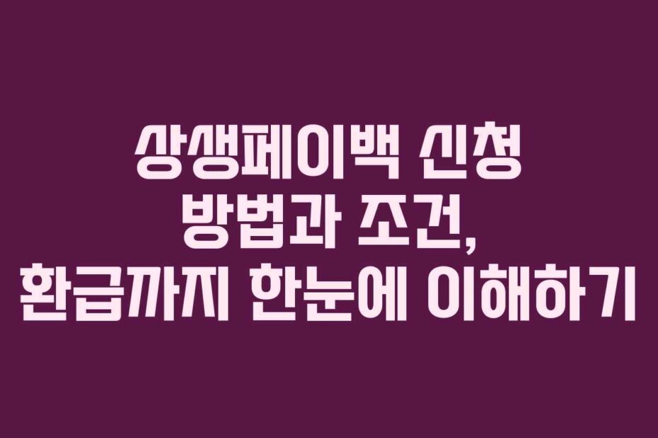 상생페이백 신청 방법과 조건, 환급까지 한눈에 이해하기