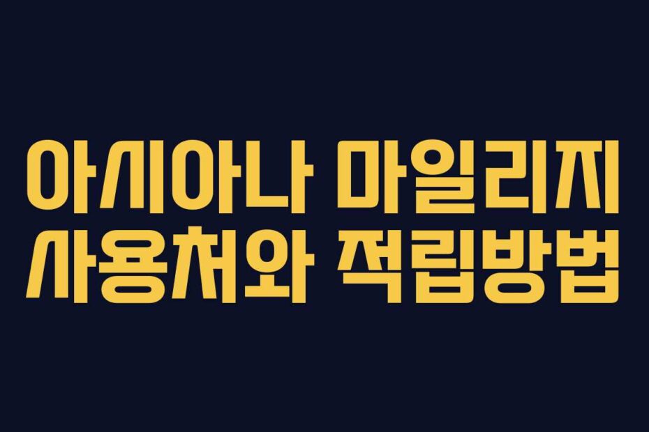 아시아나 마일리지 사용처와 적립방법