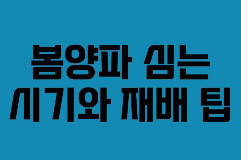 봄양파 심는 시기와 재배 팁