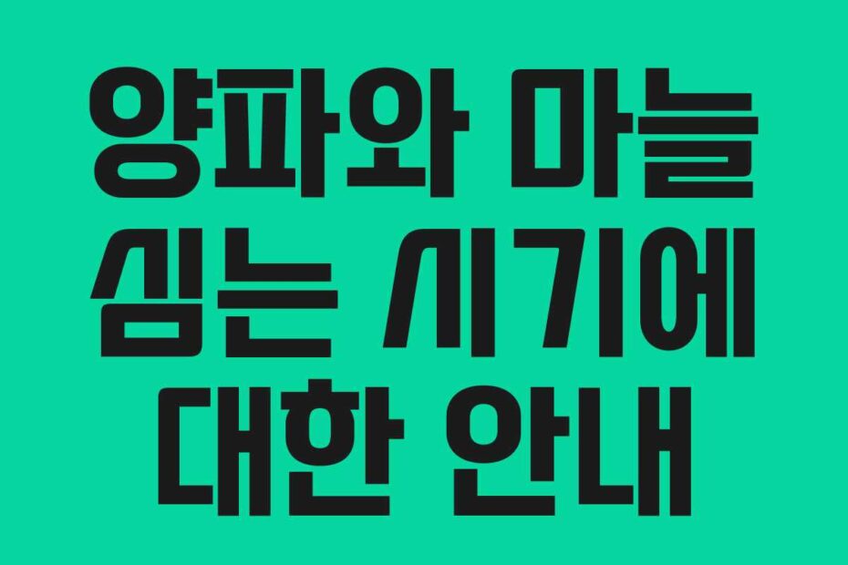 양파와 마늘 심는 시기에 대한 안내
