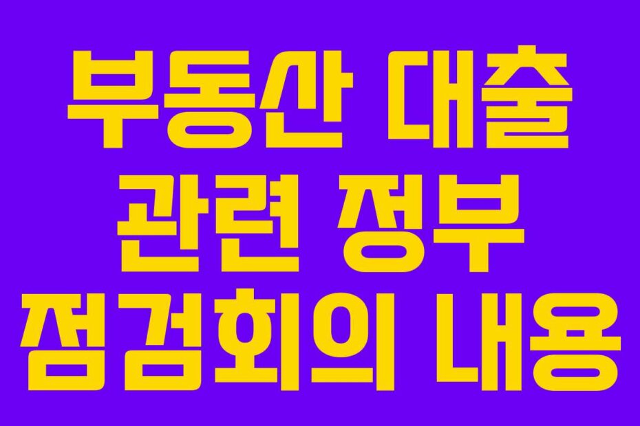 부동산 대출 관련 정부 점검회의 내용