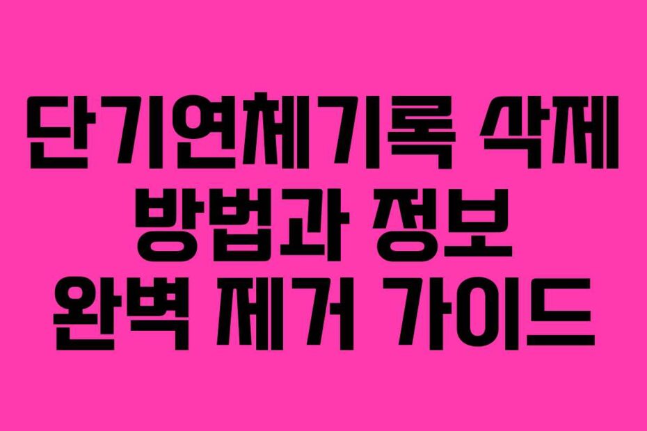 단기연체기록 삭제 방법과 정보 완벽 제거 가이드