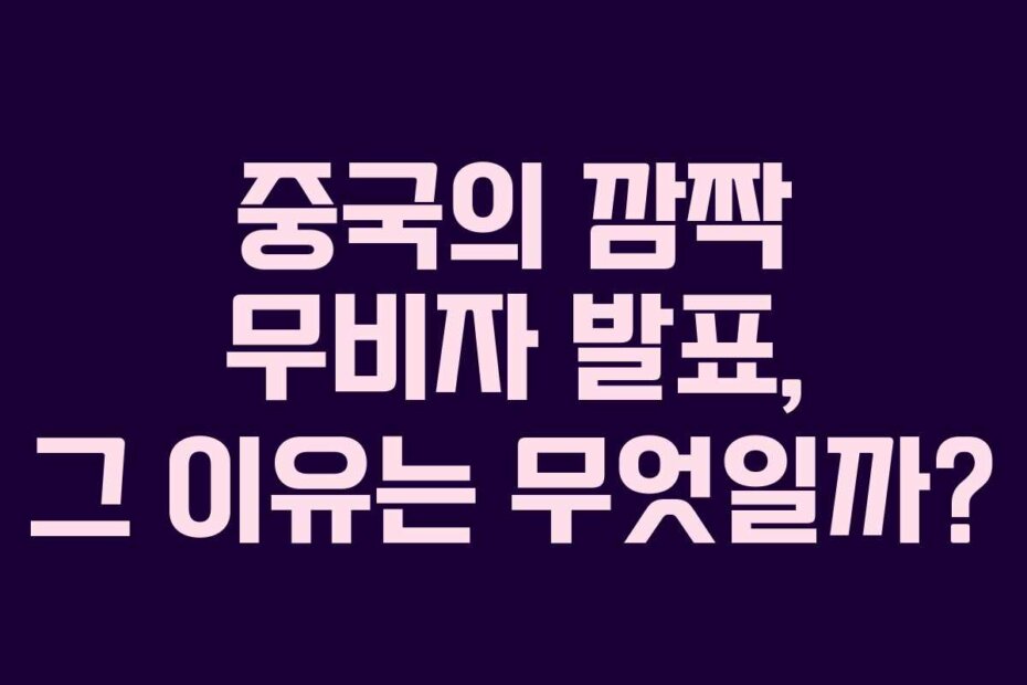 중국의 깜짝 무비자 발표, 그 이유는 무엇일까?