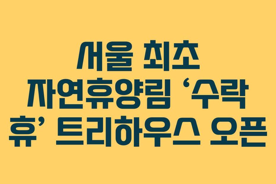 서울 최초 자연휴양림 ‘수락 휴’ 트리하우스 오픈