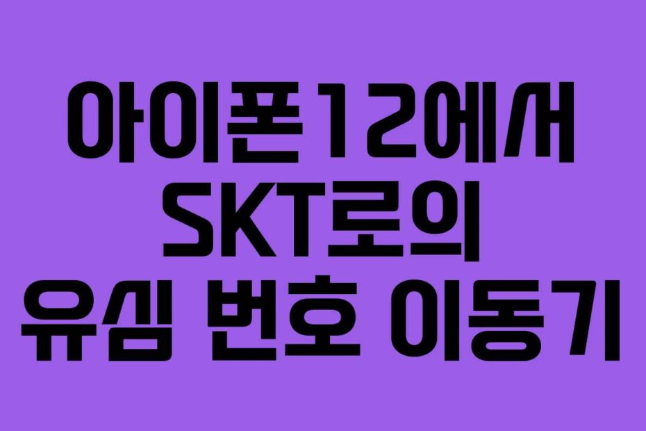 아이폰12에서 SKT로의 유심 번호 이동기