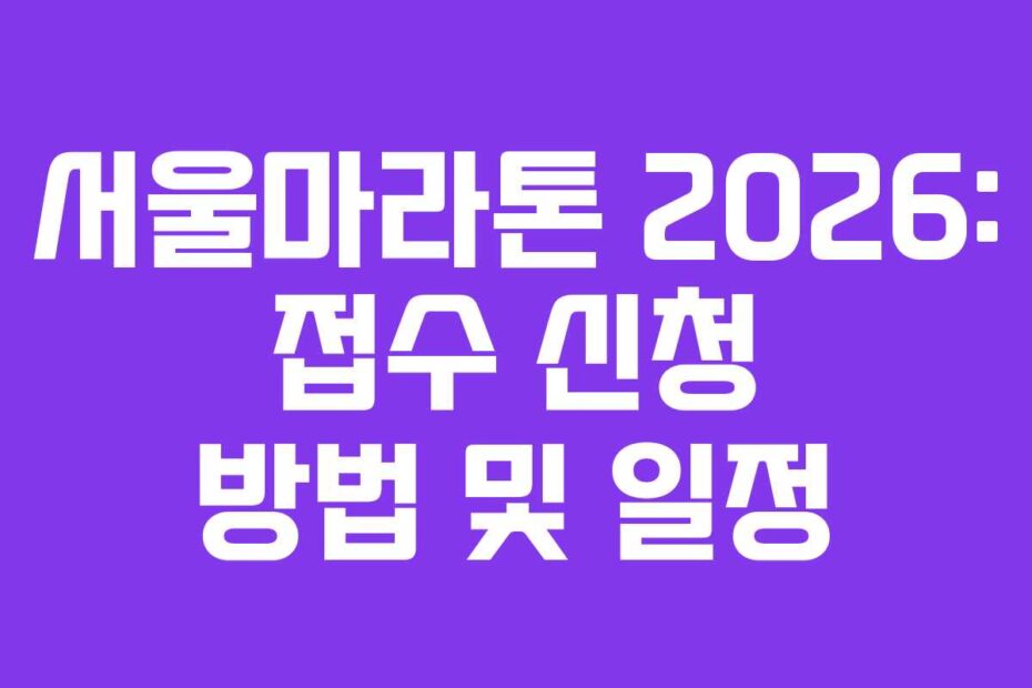 서울마라톤 2026: 접수 신청 방법 및 일정