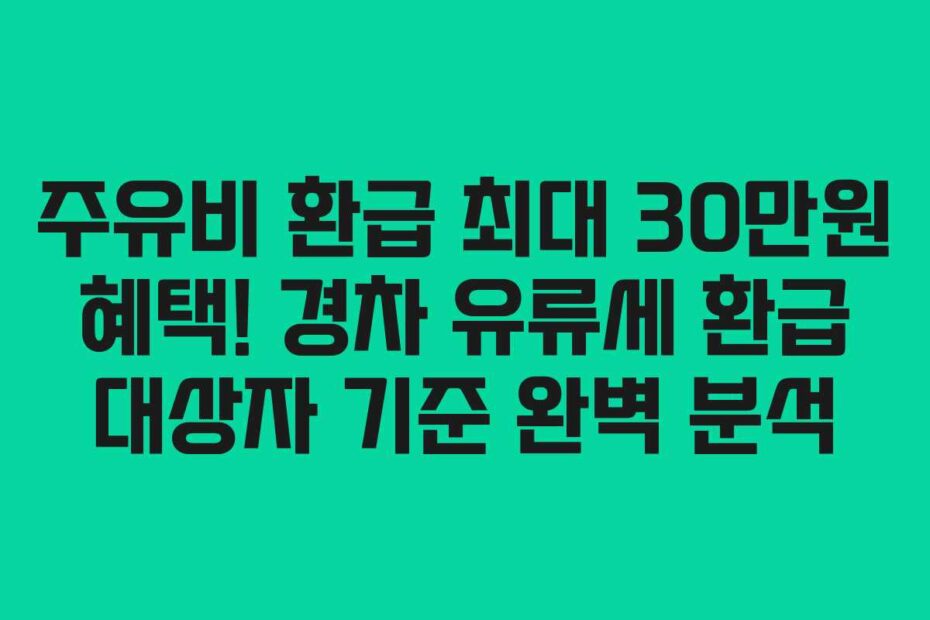 주유비 환급 최대 30만원 혜택! 경차 유류세 환급 대상자 기준 완벽 분석