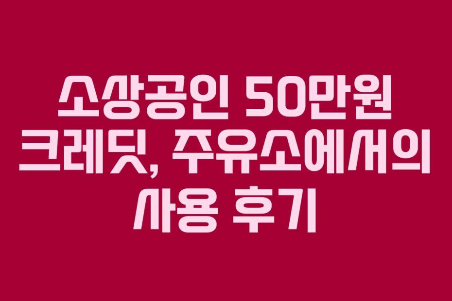 소상공인 50만원 크레딧, 주유소에서의 사용 후기