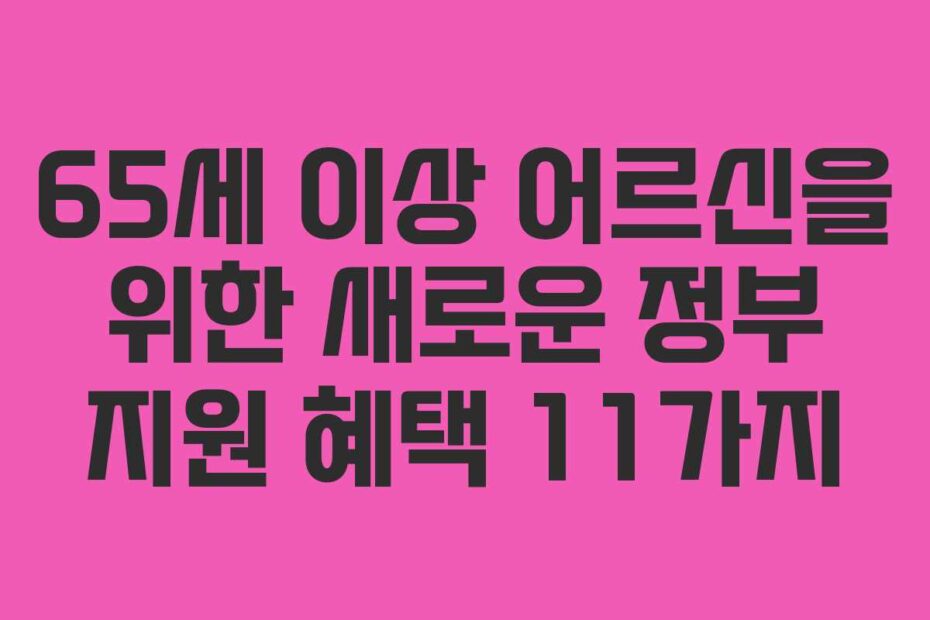 65세 이상 어르신을 위한 새로운 정부 지원 혜택 11가지
