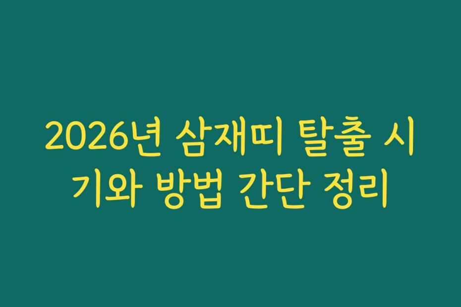 2026년 삼재띠 탈출 시기와 방법 간단 정리