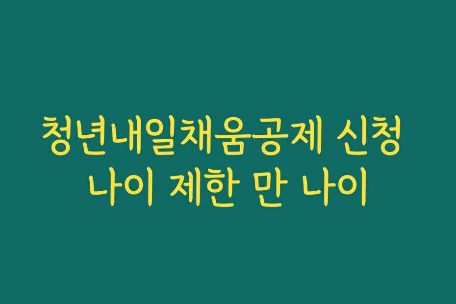 청년내일채움공제 신청 나이 제한 만 나이