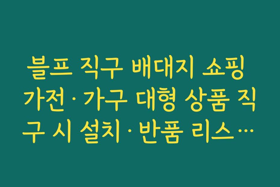 블프 직구 배대지 쇼핑 가전·가구 대형 상품 직구 시 설치·반품 리스크를 고려한 판단 기준