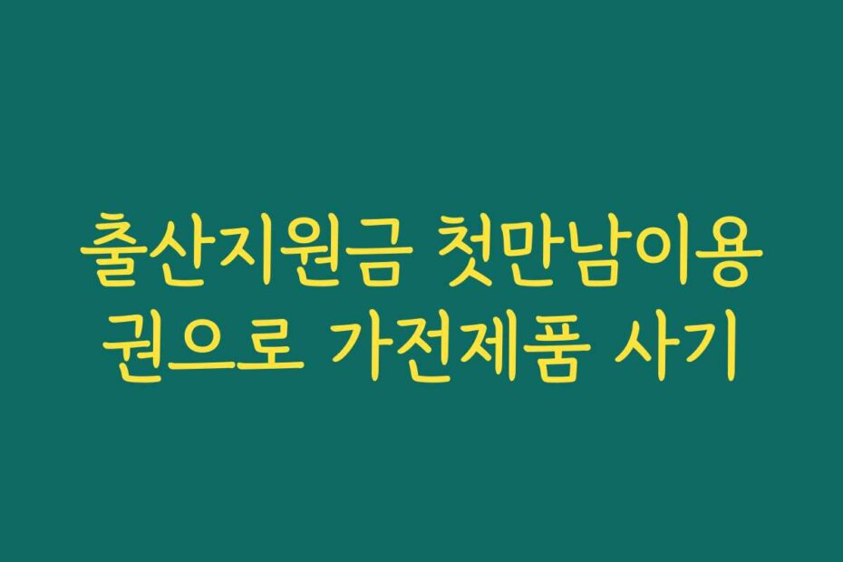 출산지원금 첫만남이용권으로 가전제품 사기