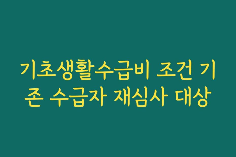 기초생활수급비 조건 기존 수급자 재심사 대상