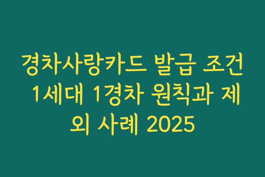 경차사랑카드 발급 조건 1세대 1경차 원칙과 제외 사례 2025