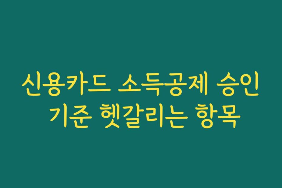 신용카드 소득공제 승인 기준 헷갈리는 항목