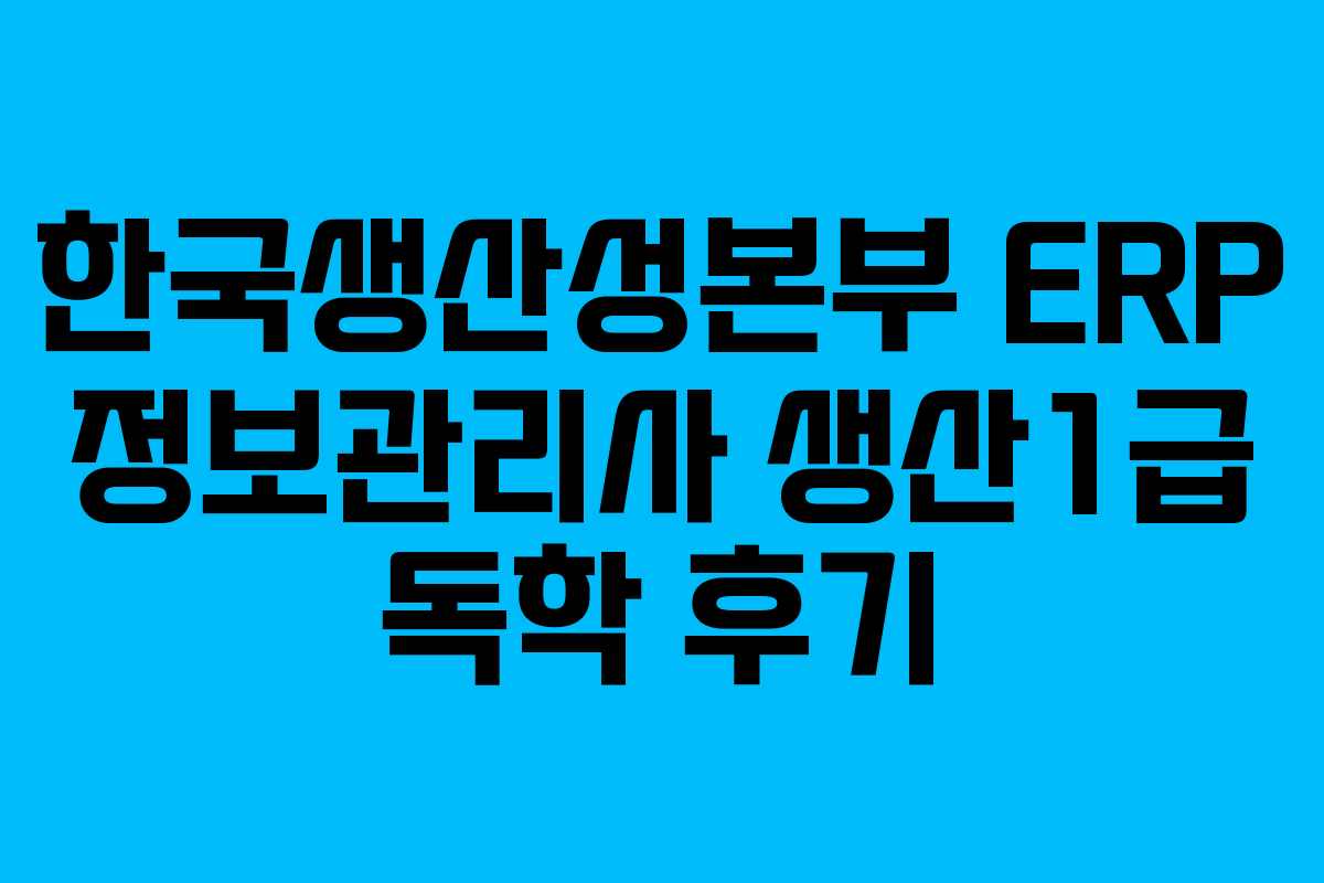 한국생산성본부 ERP 정보관리사 생산1급 독학 후기